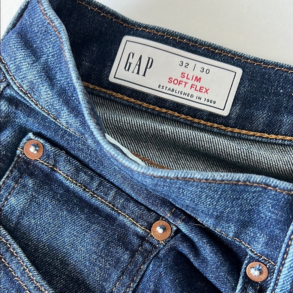 GAP Men's Slim Soft Flex Blue Jeans Size Waist 30 - Picture 6 of 7